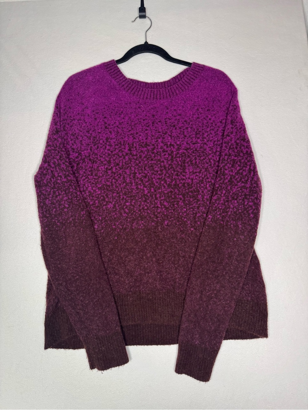 Athleta Women’s M Merino Wool Ombré Sweater Purple Burgundy Crewneck
